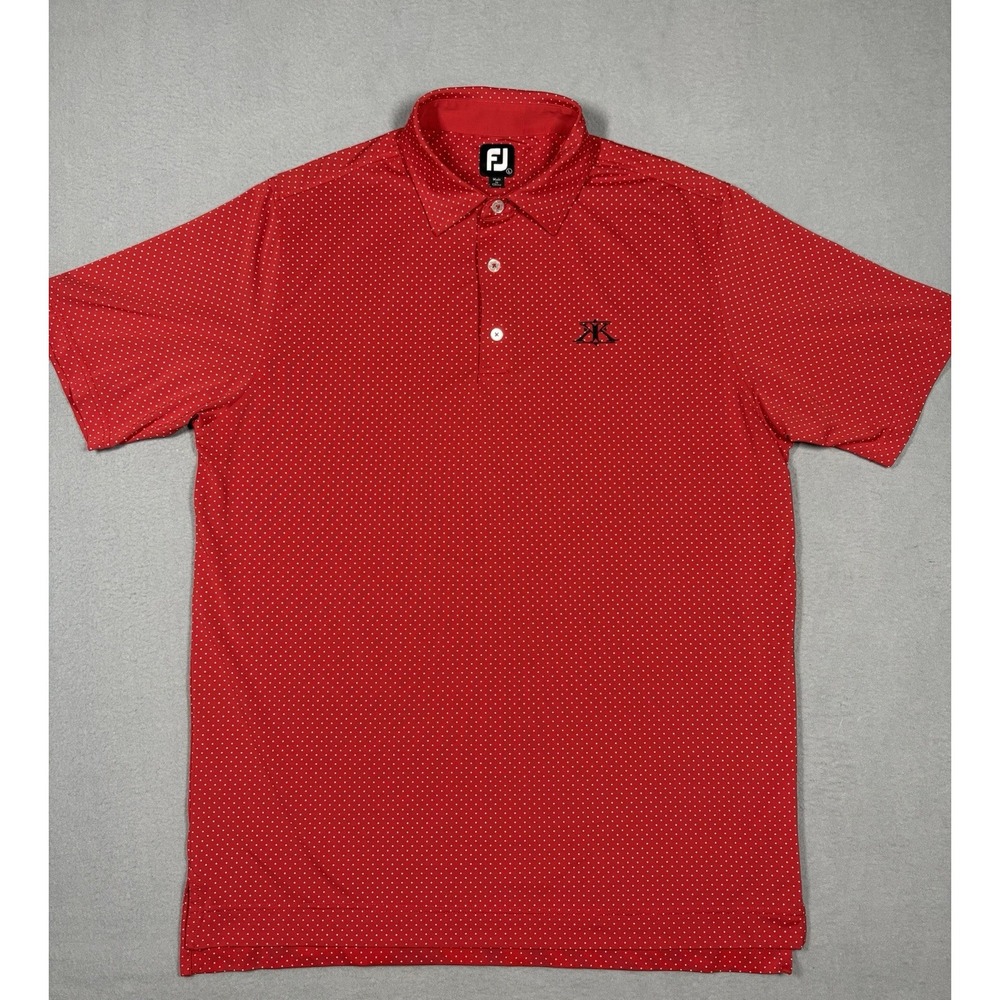 FootJoy King Kamehameha Golf Club Red Polka Dot Polo Men’s Large